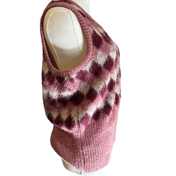 McGregor Vtg Knit Vest USA SZ Med Argyle Pink Burgundy Plaid Lightweight Preppy - Picture 5 of 8